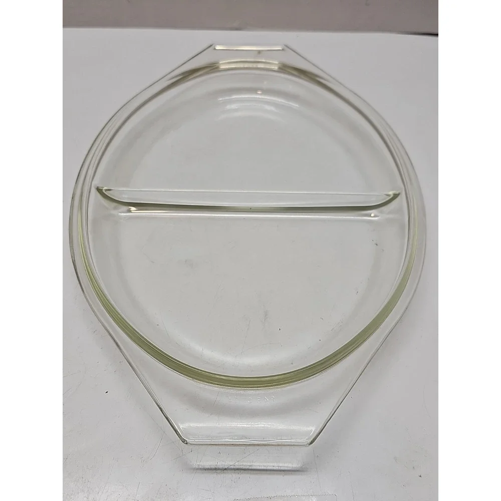 Vintage Pyrex Clear Glass Lid 945 C 13 Oval Divided